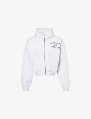 SPORTY & RICH: Varsity logo-print cotton-jersey hoody