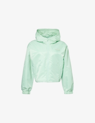 SPORTY & RICH: Brand-patch hooded shell windbreaker jacket