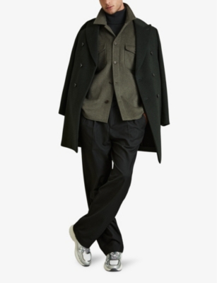 Reiss Liam Brushed Wool Shirt In Green Smoke