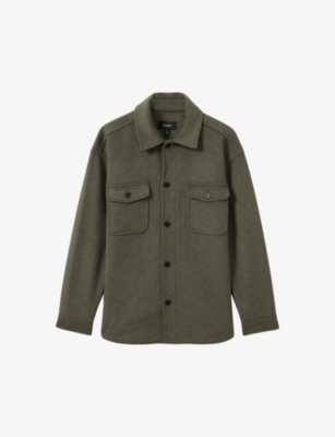 Reiss Liam Brushed Wool Shirt In Green Smoke
