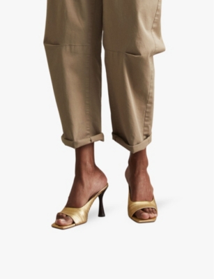 REISS: Justine metallic leather heeled mules