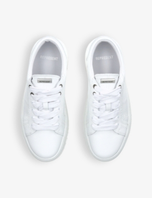 Shop Represent Mens Htn Branded Leather Low-top Trainers Whit In White