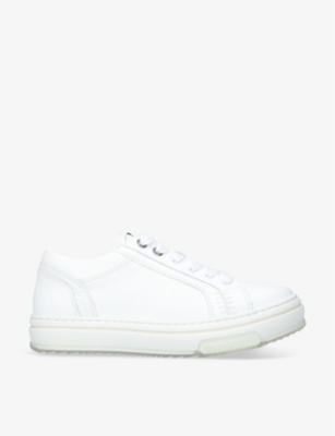 Shop Represent Mens Htn Branded Leather Low-top Trainers Whit In White