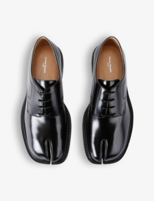 Shop Maison Margiela Black Tabi Leather Derby Shoes