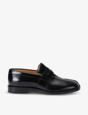 Shop Maison Margiela Black Tabi Leather Derby Shoes