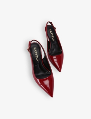 Carvela Womens  Spirit Pointed-toe Faux-leather Slingback Courts In Red