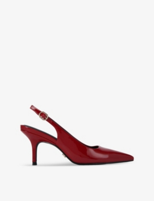 Carvela Womens  Spirit Pointed-toe Faux-leather Slingback Courts In Red