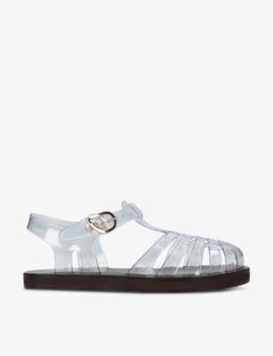 ANCIENT GREEK SANDALS: Homeria fisherman flat leather and jelly sandals