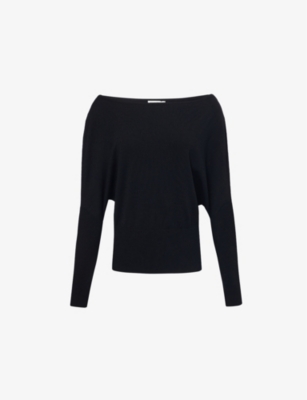 Shop Simkhai Womens Black Lavina Boat-neck Wool-blend Knitted Jumper