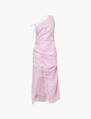 one shoulder aphrodite dress house of sunny HOUSE OF SUNNY - Aphrodite shell-appliqué woven midi dress
