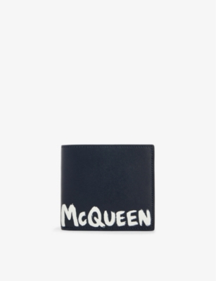ALEXANDER MCQUEEN: Brand-print leather wallet