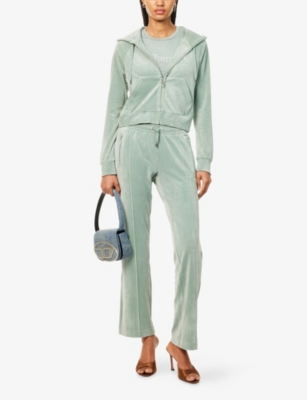 Juicy Couture Womens Chinois Green Tina Rhinestone-embellished Velour Jogging Bottoms Xl
