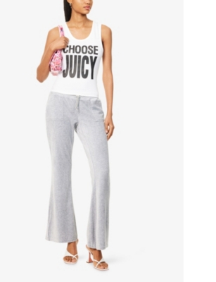Juicy Couture Womens White Choose Juicy Stretch-cotton Jersey Top In White