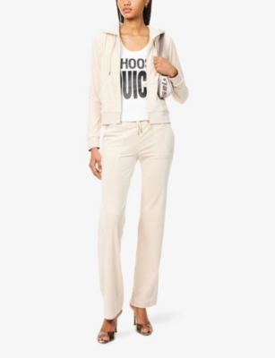 JUICY COUTURE: Del Ray straight-leg mid-rise velour trousers