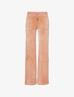 JUICY COUTURE: Del Ray straight-leg mid-rise velour trousers