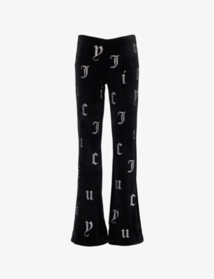 JUICY COUTURE: Briah flared-leg mid-rise velour trousers
