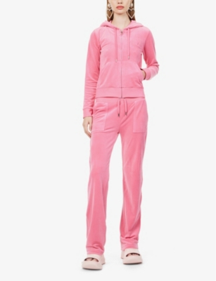 Shop Juicy Couture Womens  Del Ray Straight-leg Velour Trousers In Hot Pink