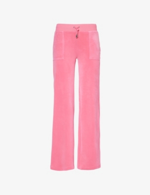 Shop Juicy Couture Womens  Del Ray Straight-leg Velour Trousers In Hot Pink