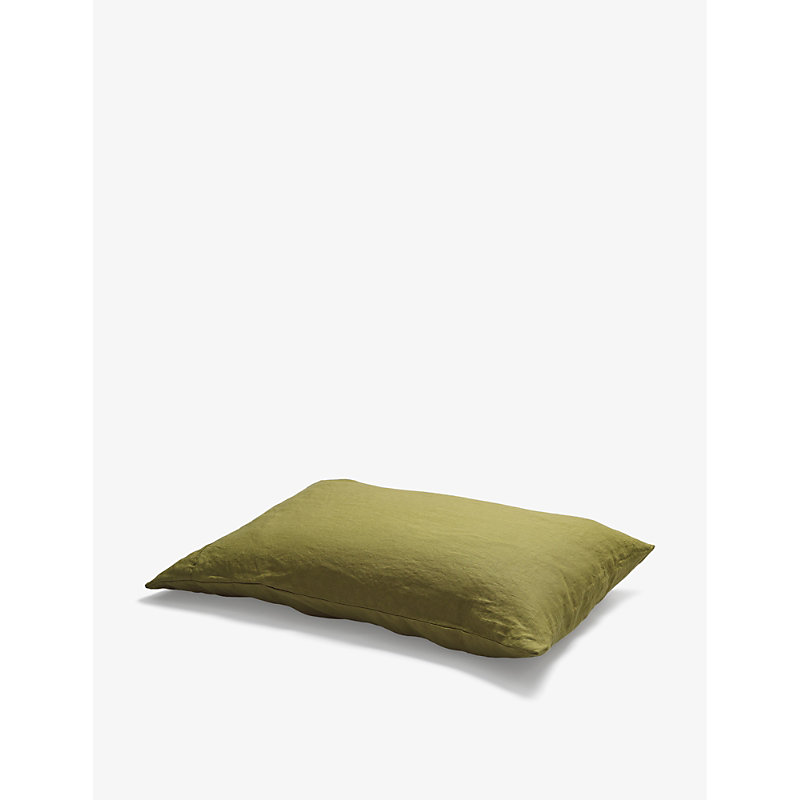 Piglet In Bed Botanical Green Envelop-closure Super King Linen Pillowcases 50cm X 90cm