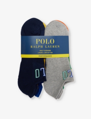 Polo Ralph Lauren Mens Polo Outline Logo-instarsia Pack Of Six Stretch-knit Socks In Gray