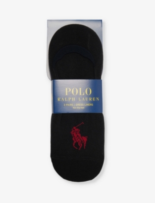 POLO RALPH LAUREN: Logo-embroidered pack of three stretch-cotton blend liner socks