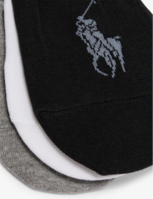 POLO RALPH LAUREN: Logo-embroidered pack of three stretch-cotton blend liner socks