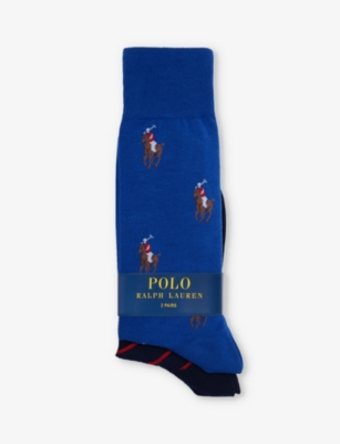 POLO RALPH LAUREN: Logo-embroidered crew-length  pack of two cotton-blend socks
