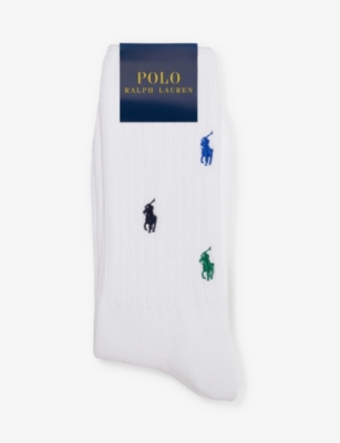 POLO RALPH LAUREN: Logo-embroidered crew-length cotton-blend socks