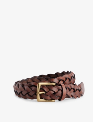 POLO RALPH LAUREN: Logo-engraved braided leather belt