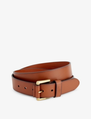 Polo Ralph Lauren Mens Tan Brand-engraved Leather Belt In Brown