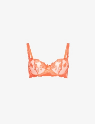 AUBADE: Softessence floral-embroidered lace half-cup bra