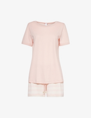 HANRO: Stripe-print short cotton-blend pyjamas