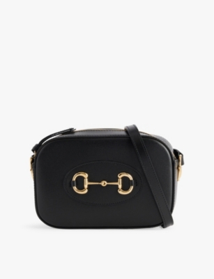 GUCCI: 1955 logo-plaque leather shoulder bag