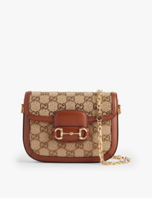 GUCCI Horsebit 1955 cotton blend shoulder bag Selfridges