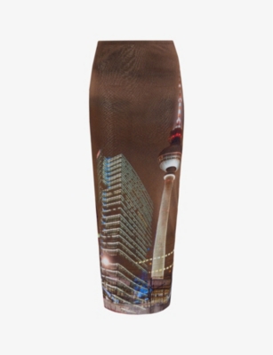 Shop Jean Paul Gaultier Women's Brown Green Blue Red X Shayne Oliver Mesh Maxi Skirt