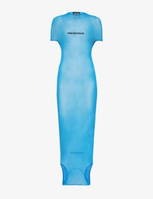 Shop Jean Paul Gaultier Women's Ibiza Blue Black X Shayne Oliver Mesh Maxi Dress