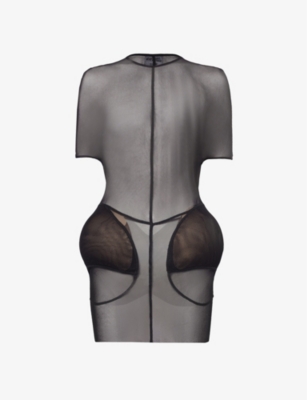 Shop Jean Paul Gaultier Women's Black X Shayne Oliver Padded Mesh Mini Dress