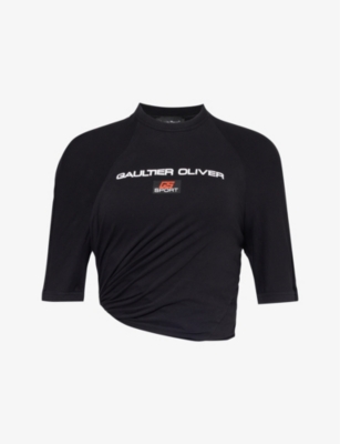JEAN PAUL GAULTIER: Jean Paul Gaultier x Shayne Oliver brand-print stretch-cotton T-shirt