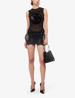 Shop Jean Paul Gaultier Women's Black Black X Shayne Oliver Slim-fit Mesh Top