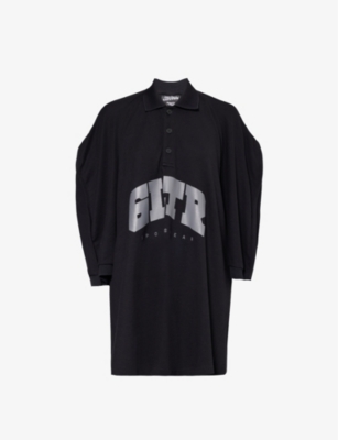 Shop Jean Paul Gaultier Women's Black X Shayne Oliver Oversized Woven Polo Shirt