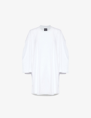 Shop Jean Paul Gaultier Women's White Logo-embroidered Cotton-jersey T-shirt
