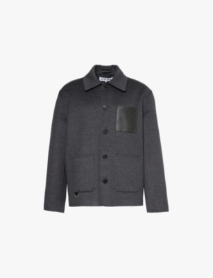 Loewe Mens Charcoal Melange Workwear Patch-pockets Relaxed-fit Wool And Cashmere Jacket