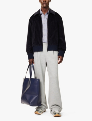 LOEWE MENS DARK NAVY BLUE CORDUROY REGULAR-FIT COTTON BOMBER JACKET