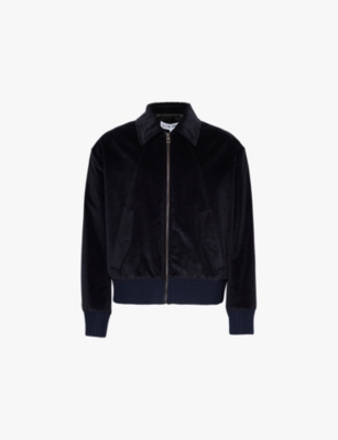LOEWE MENS DARK NAVY BLUE CORDUROY REGULAR-FIT COTTON BOMBER JACKET