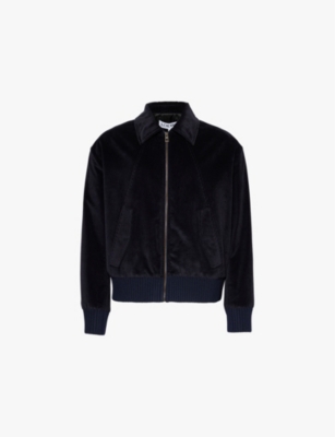 Shop Loewe Mens  Corduroy Regular-fit Cotton Bomber Jacket In Dark Navy Blue