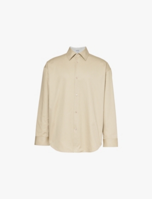 Shop Loewe Mens Anagram Cutout Cotton-twill Shirt Sand White