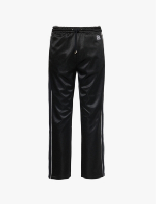 LOEWE MENS STRIPED-PANEL STRAIGHT-LEG RELAXED-FIT WOVEN-BLEND JOGGING BOTTOMS BLACK