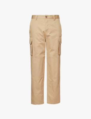 Loewe Mens Sand Flap-pocket Straight-leg Regular-fit Cotton Trousers