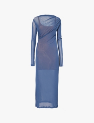 Viktoria & Woods Lovestruck Semi-sheer Stretch-mesh Midi Dress In Blue