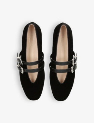 LE MONDE BERYL WOMENS CLAUDIA DOUBLE-STRAP LEATHER PUMPS BLACK EUR 36 / 3 UK 